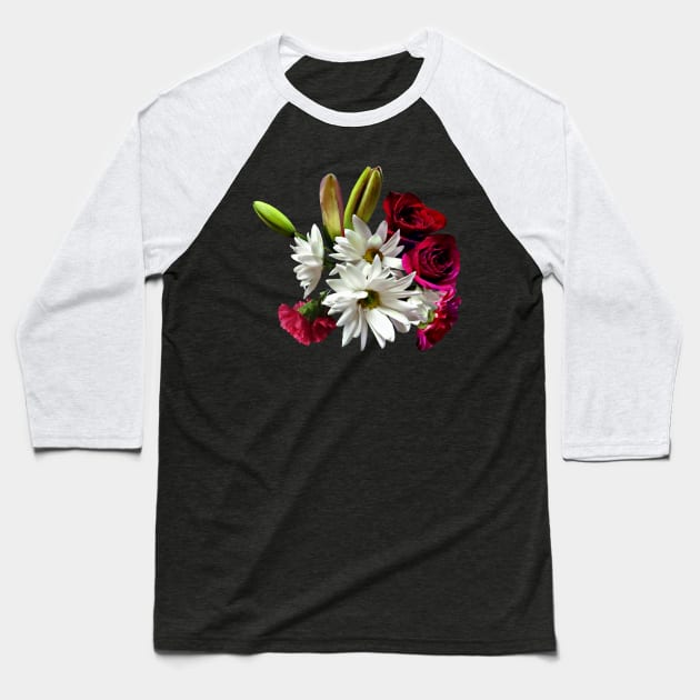 Daisies, Roses and Carnations Baseball T-Shirt by SusanSavad